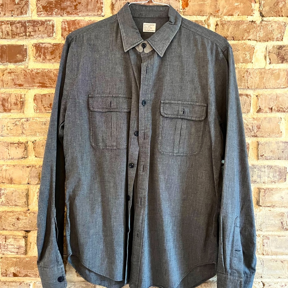 J.Crew Grey- Blue Men’s Button Down - Large